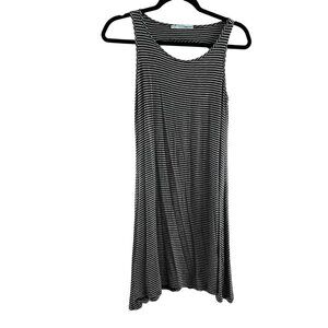 Maurices Women Sz XS Gray/Black Striped Keyhole Back Shark Bite Hem Tank Dress